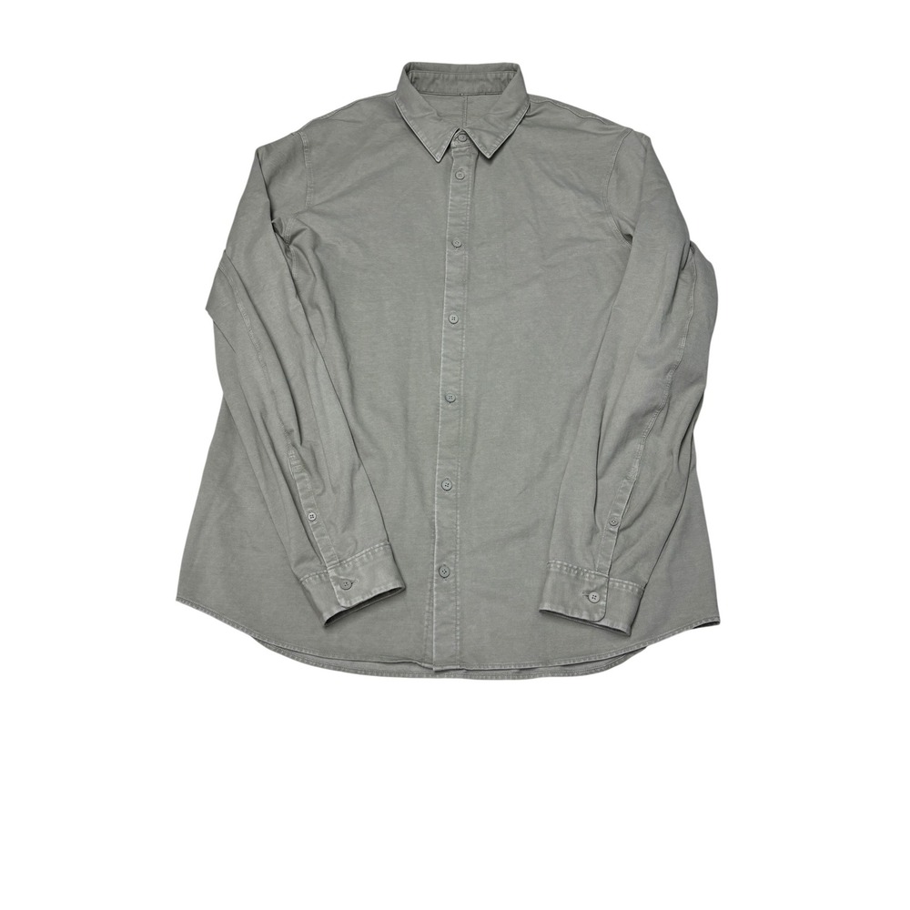 Lululemon Mens Long Sleeve Button Down Shirt Sage Green Grey Canvas Size XL